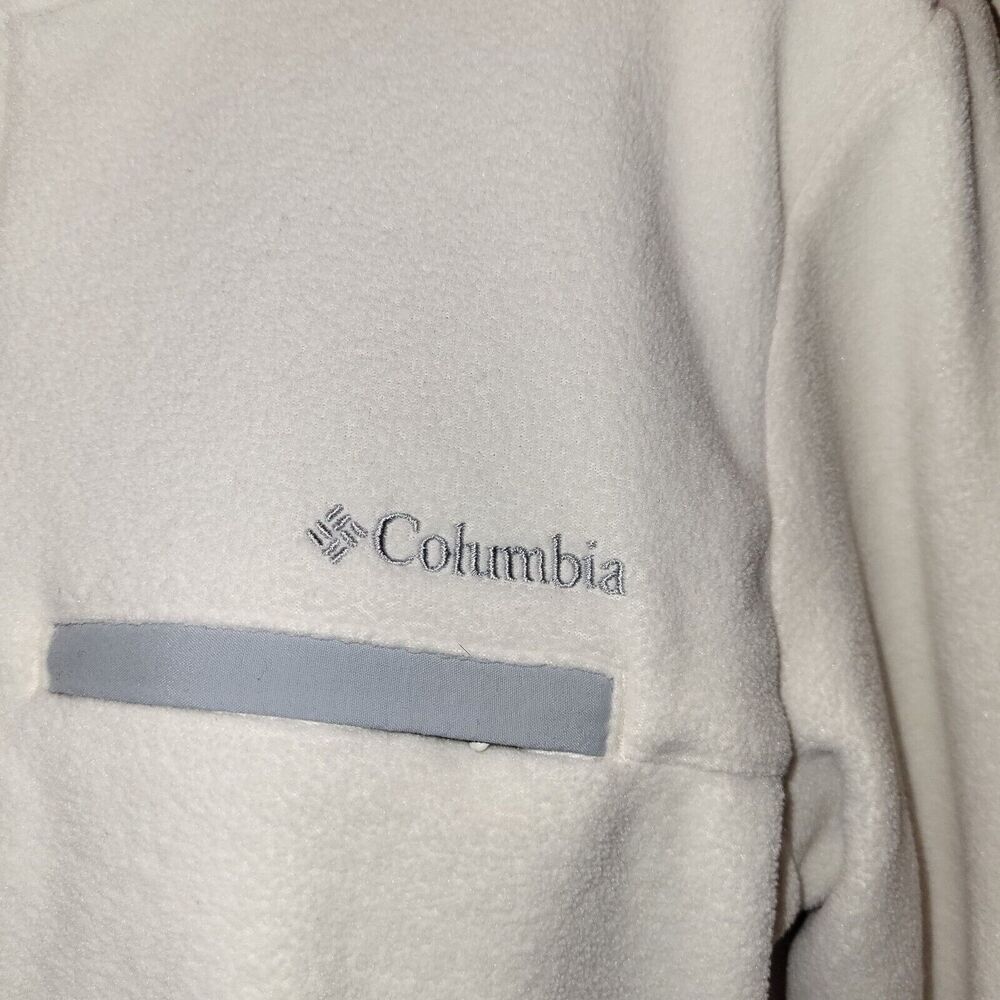 Columbia Woman's Medium Off-White Jacket Gray Trim Full Zip High Neck Pockets - Picture 5 of 10
